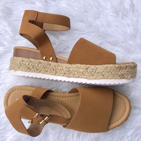 Tan Espadrilles Platform Sandals Platform - Picture 4 of 7